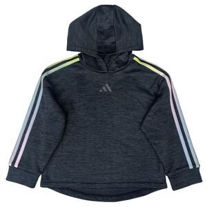 Adidas Sport Girls 2T Black Rainbow Active Pullover Hoodie Sweatshirt Top 2T
